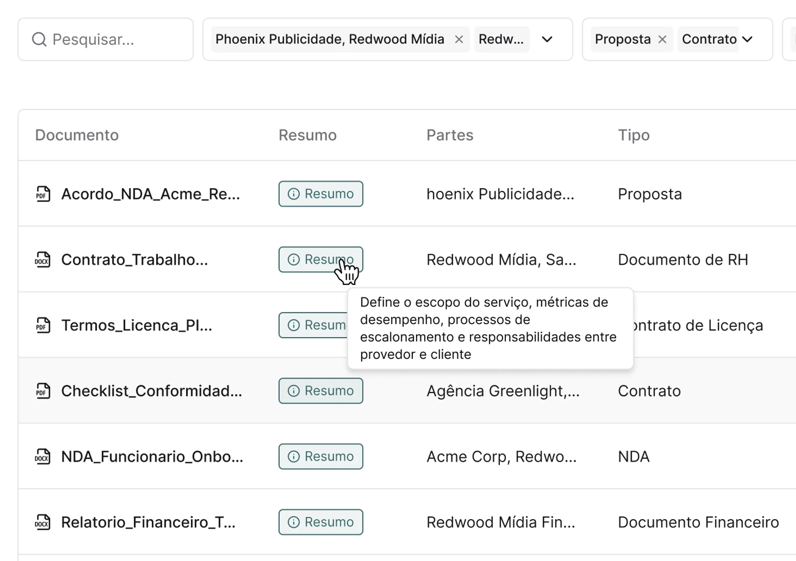 Interface do Vault LegalWeave