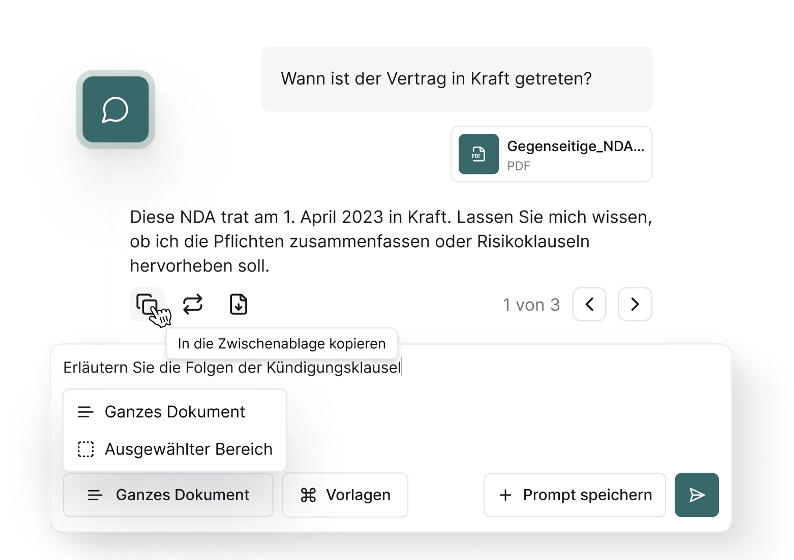 KI-Assistent Oberfläche
