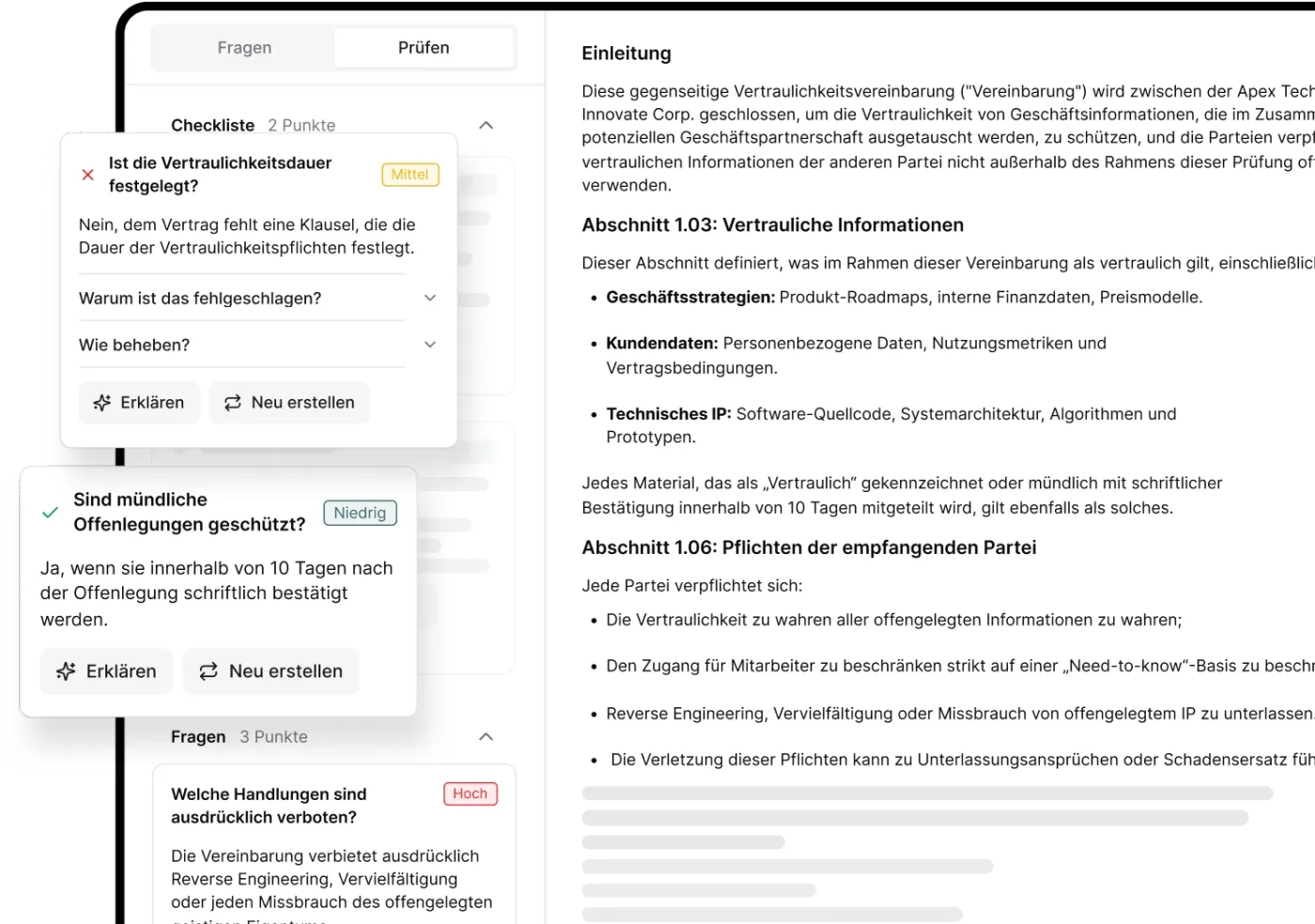 Dokumentenprüfung Interface Mockup