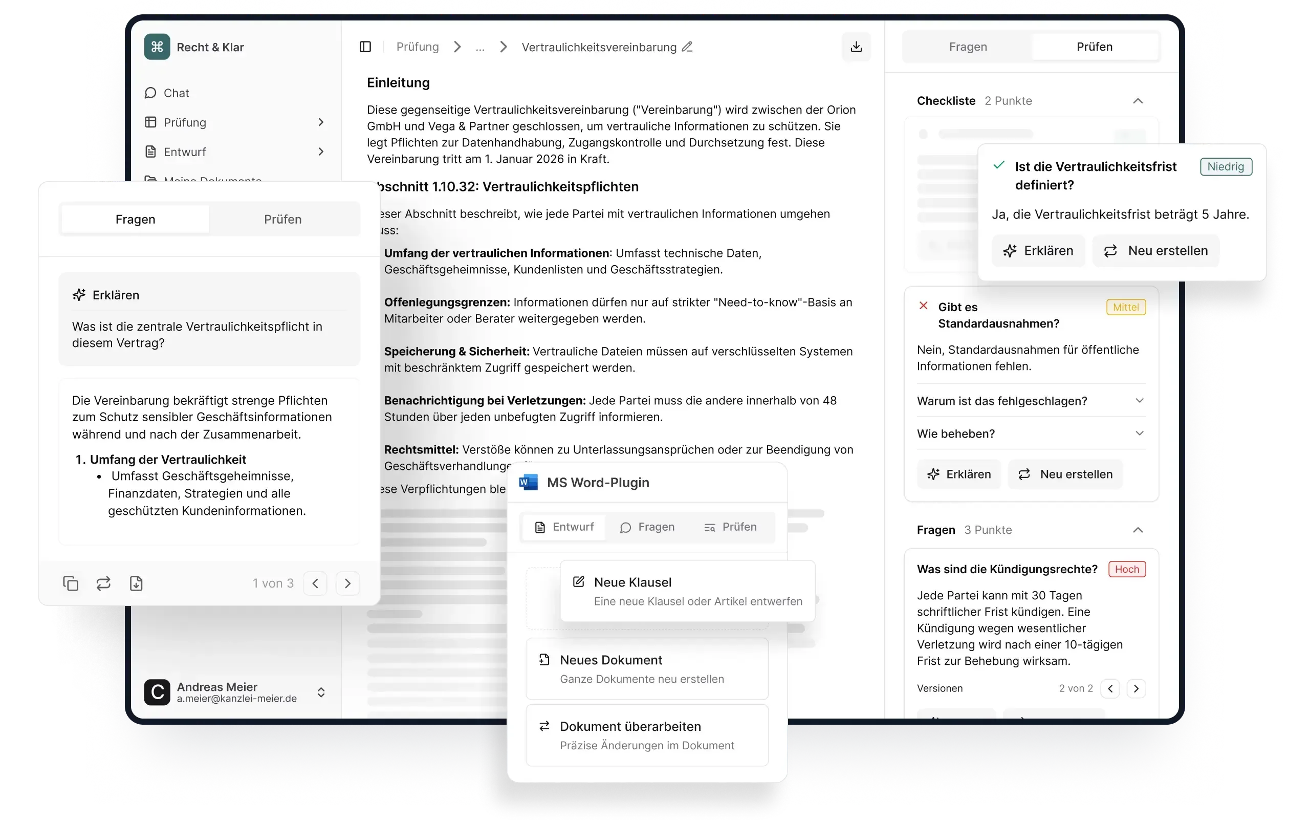KI-gestützte Plattform für die Überprüfung und Analyse juristischer Dokumente