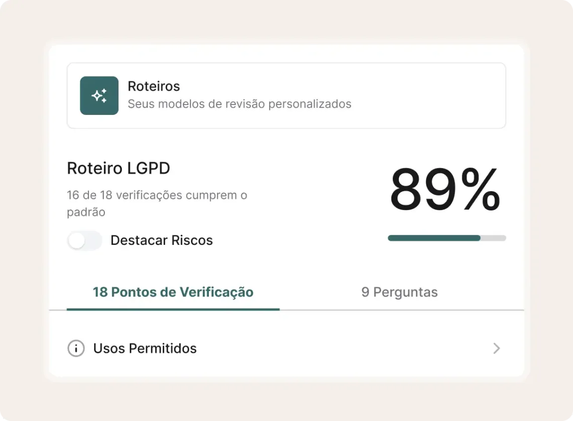 Os seus playbooks de revisão. Os seus padrões.