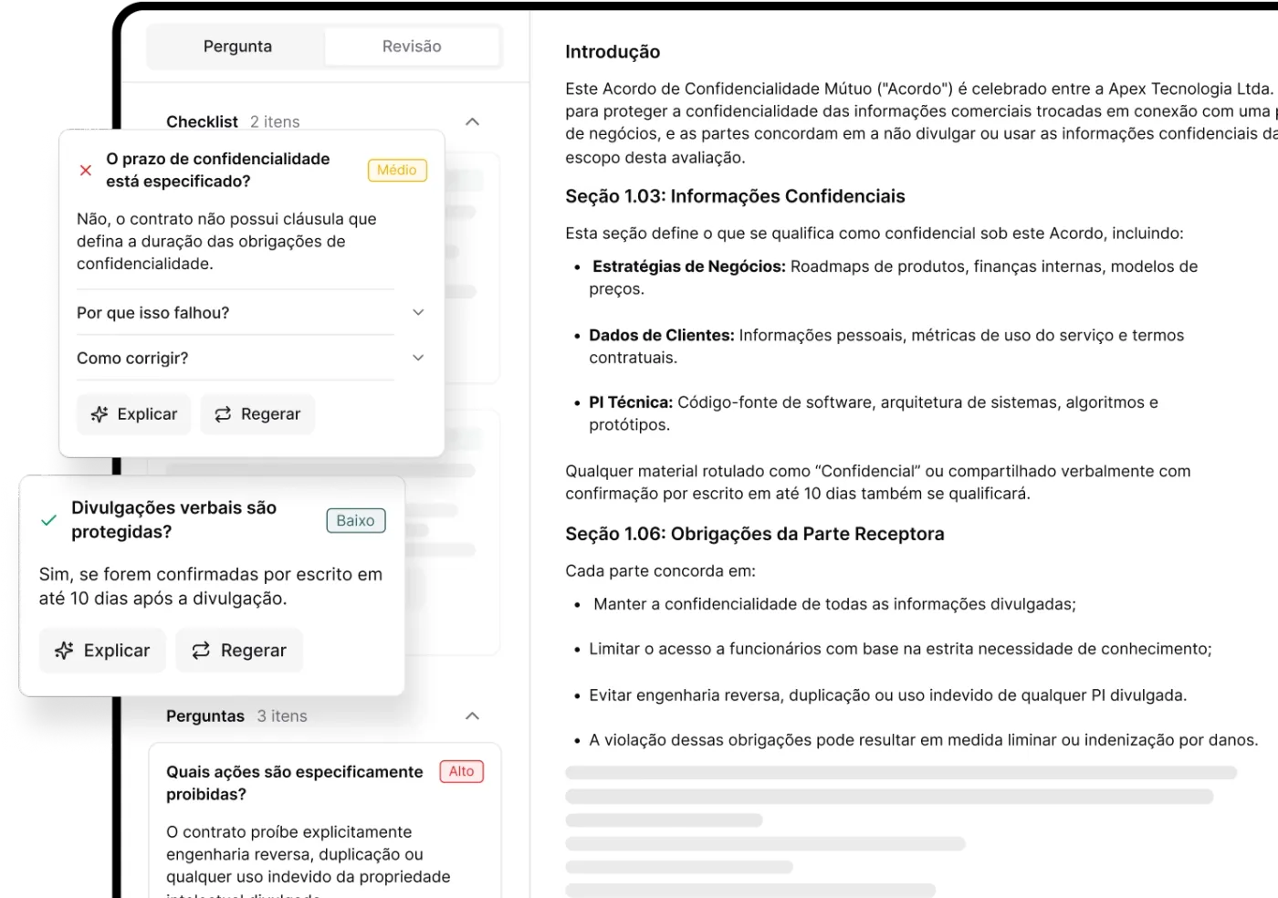 Interface de revisão de documentos