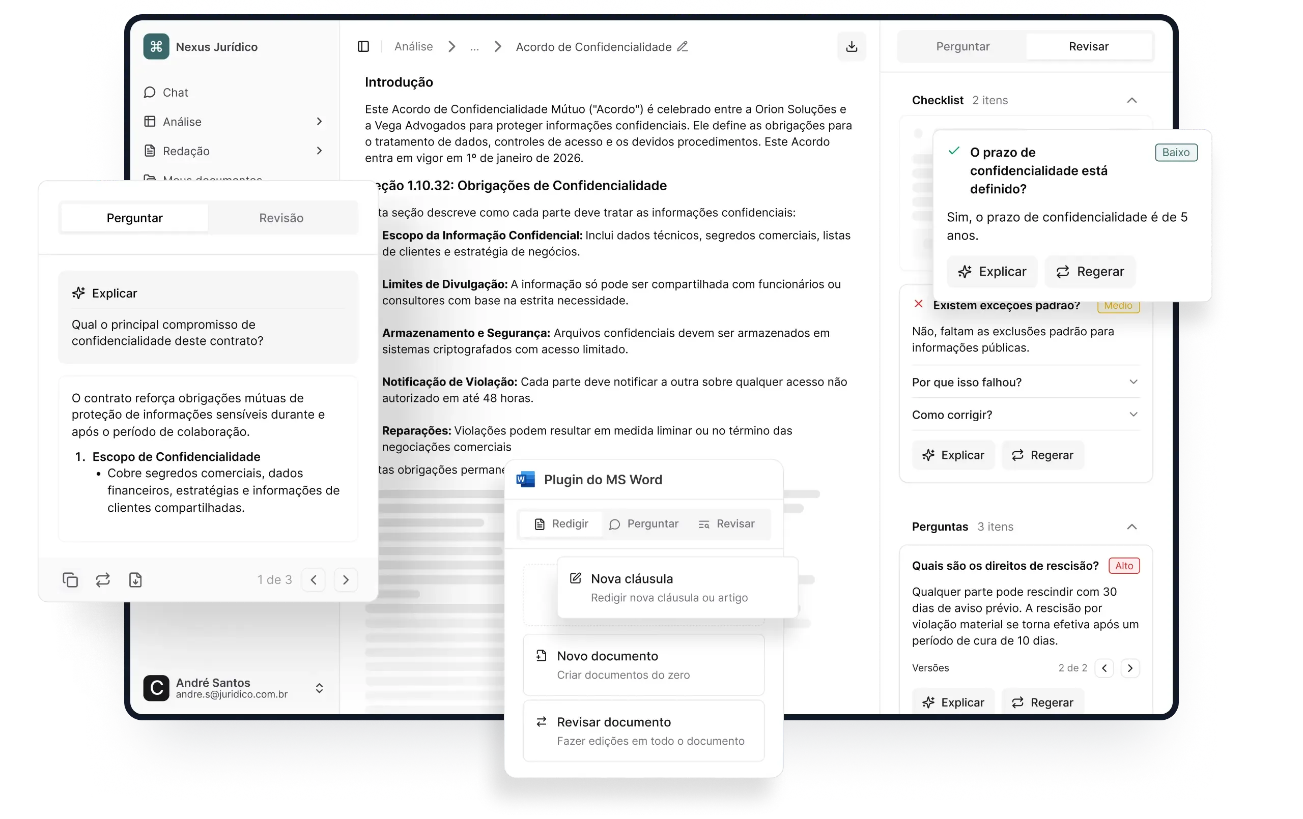 Plataforma de IA para revisão e análise de documentos jurídicos