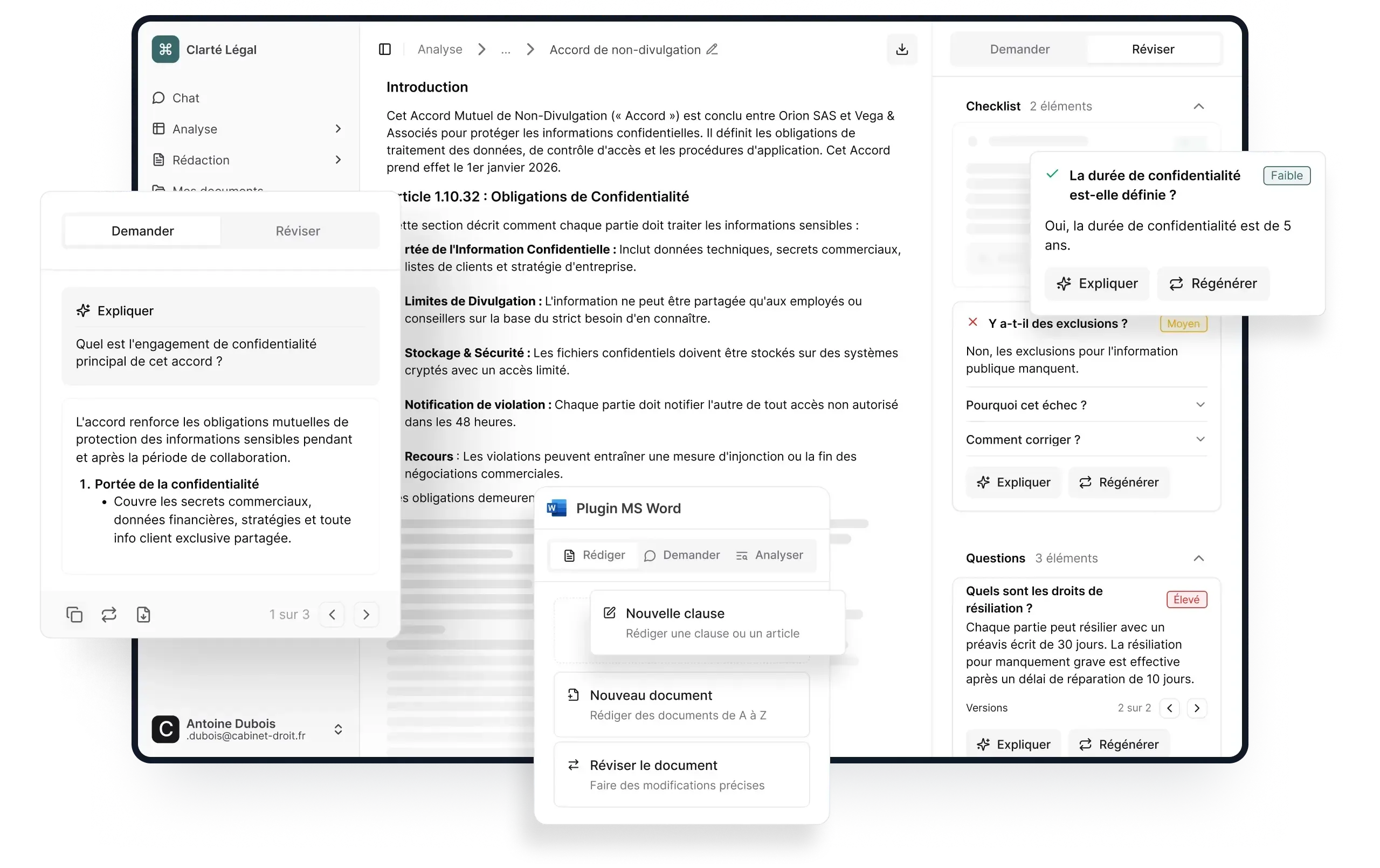 Plateforme IA pour la révision et l'analyse des documents juridiques