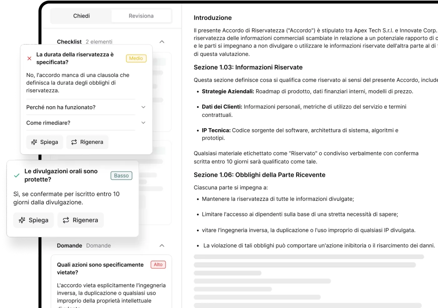 Interfaccia di revisione documenti