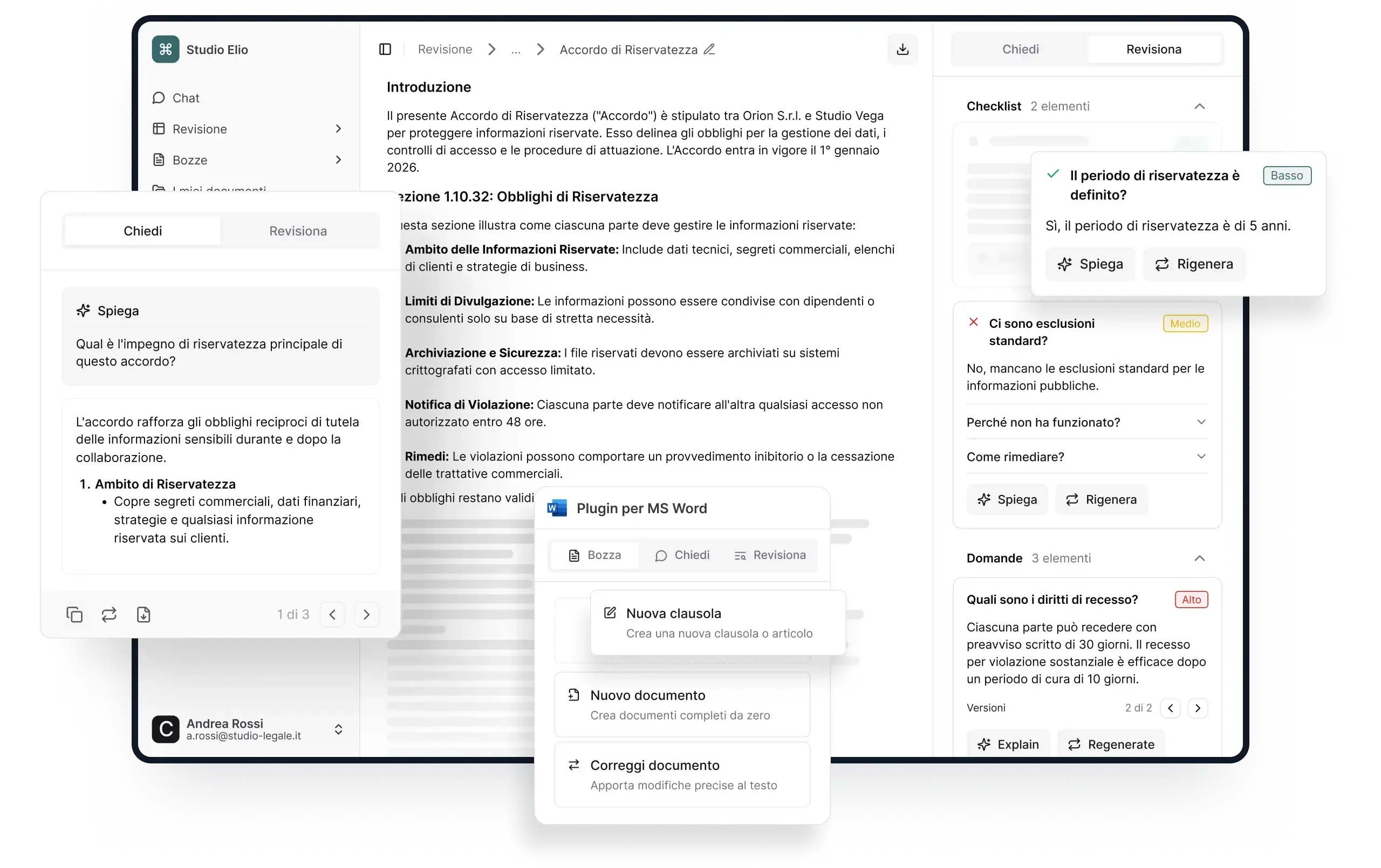 Piattaforma AI per la revisione e l'analisi dei documenti legali